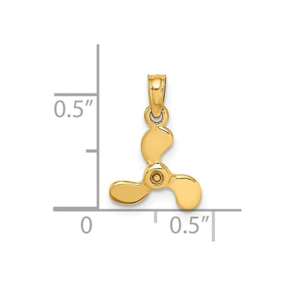 14k Yellow Gold 3-D Polished Mini Three Blade Propeller Charm